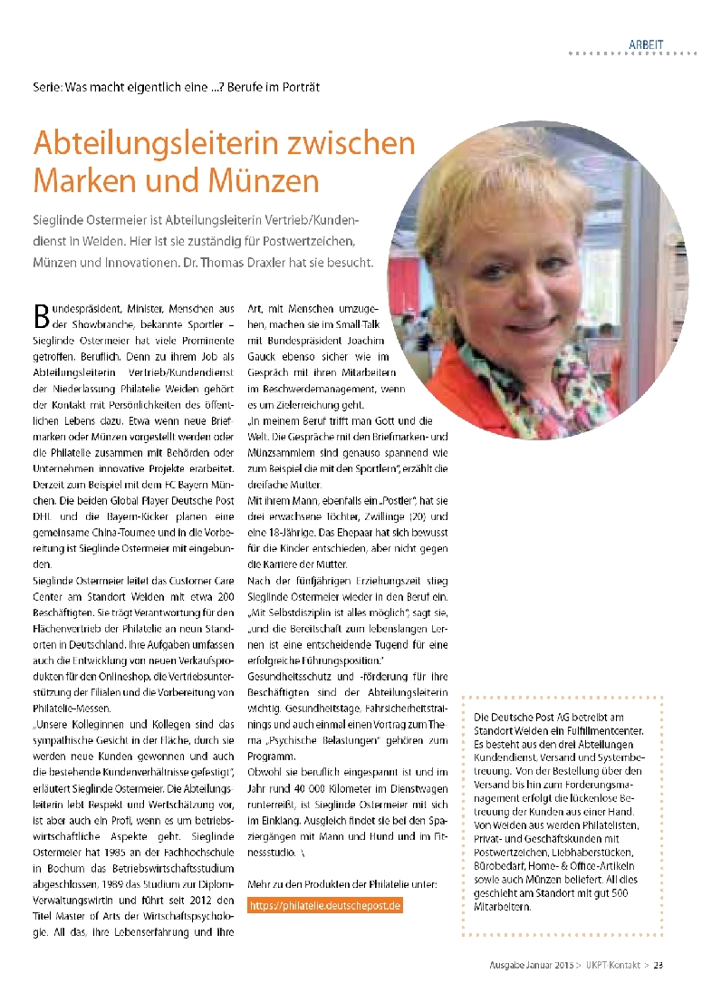 Abteilungsleiterin zwischen Marken und Münzen