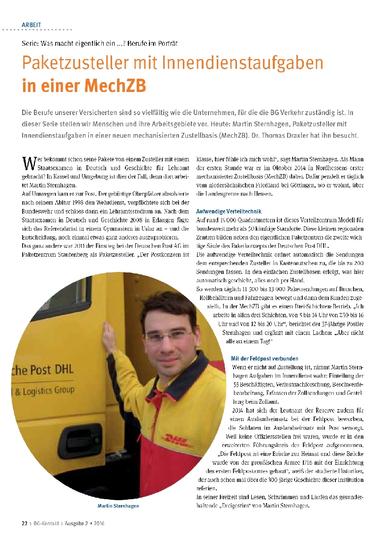 Paketzusteller mit Innendienstaufgaben in einer MechZB